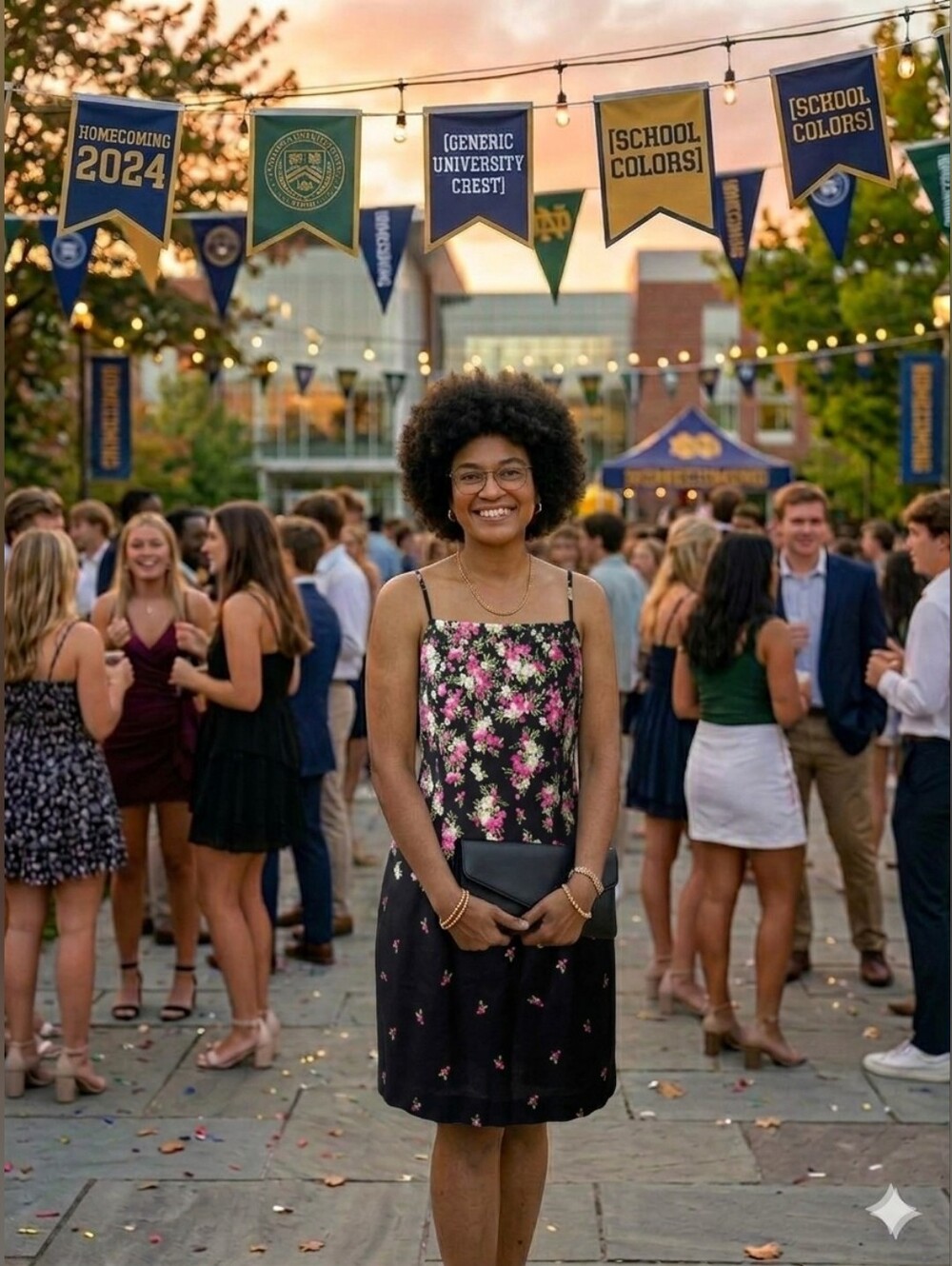 Amanda Smith Black Floral Slip Dress with Pink & White Blooms : Homecoming
